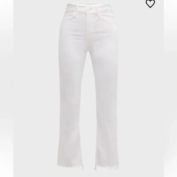 MOTHER The Hustler Ankle Fray Jeans White